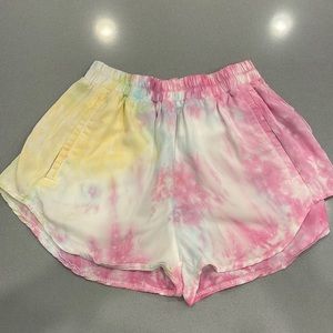 Woman’s LF Mags & Pye Cloud Tue Dye Pastel Athletic Shorts.